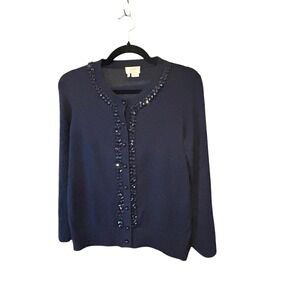 Kate Spade New York Navy Blue Embellished Cardigan Sweater Womens Size S